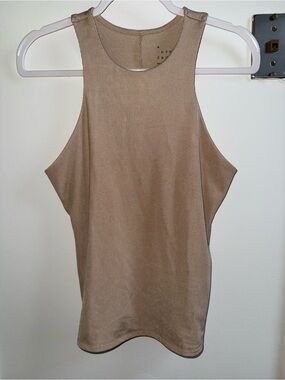 A New Day Tan Ribbed High Neck Halter Tank Top - Size M